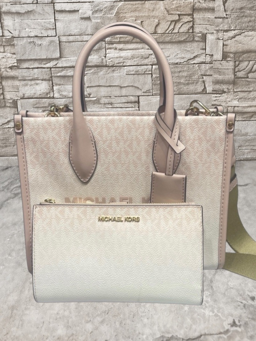 Michael Kors Mirella Small Tote & Matching Wallet Blush Pink Ombre